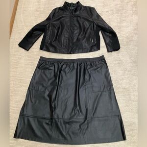 AVA VIV Black Faux Leather Jacket and The Get Skirt Set size 4X